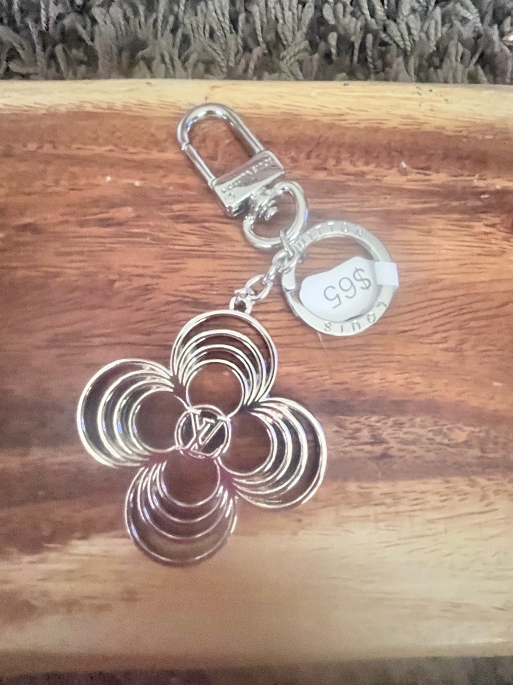Silver Floral LV Keychain Bag Charm - Women Accessories